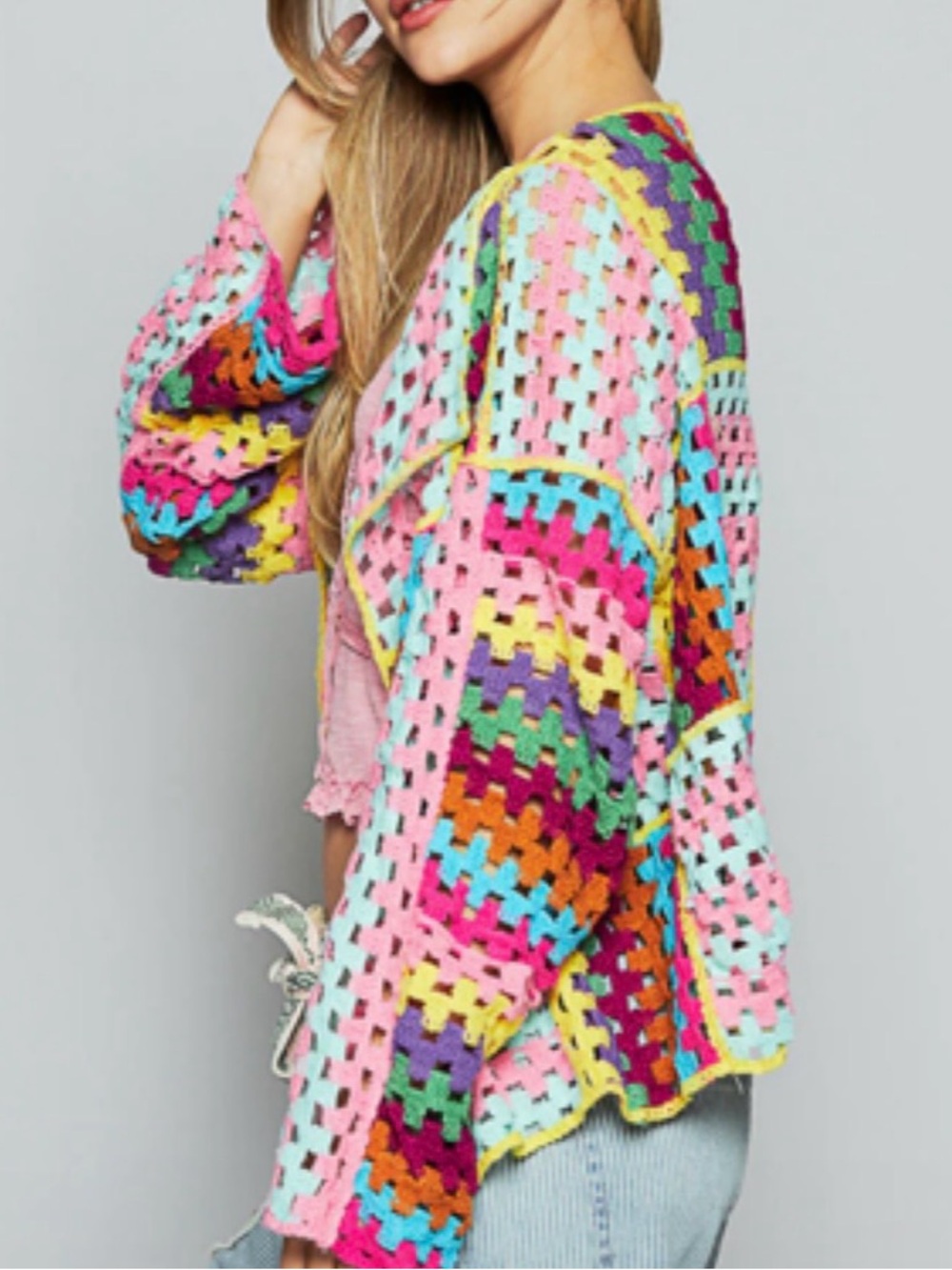 POL JULIA CROCHET CARDIGAN ♥️♥️♥️ Cardigan - Multi EUC OS - Picture 2 of 3